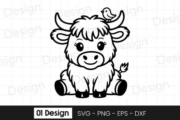 Cute Baby Cow with Bird Cartoon SVG PNG Graphics & Crafts Review