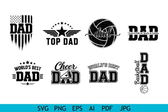 Dad Typography Quote Bundle Design for Graphics & Crafts