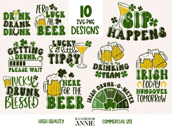 Drunk St Patricks Day Quote Bundle Graphics for Crafts