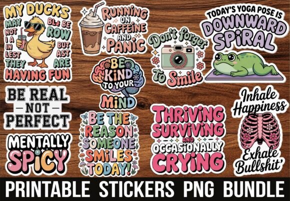 Funny Duck Motivational Quote Stickers for Graphics and Crafts