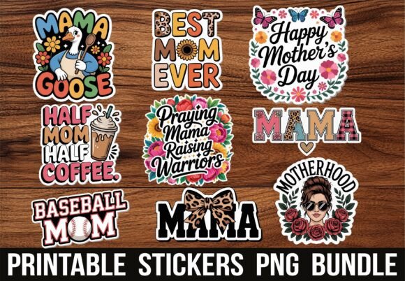 Mother Day Floral Mama Quote Stickers for Graphics and Crafts