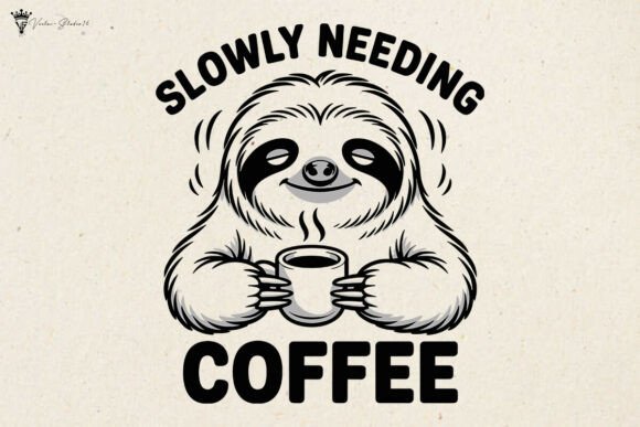 Slowly Needing Coffee Sloth SVG Graphics for Crafts