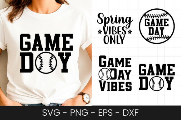 Spring Baseball Game Day Vibes SVG PNG for Graphics & Crafts